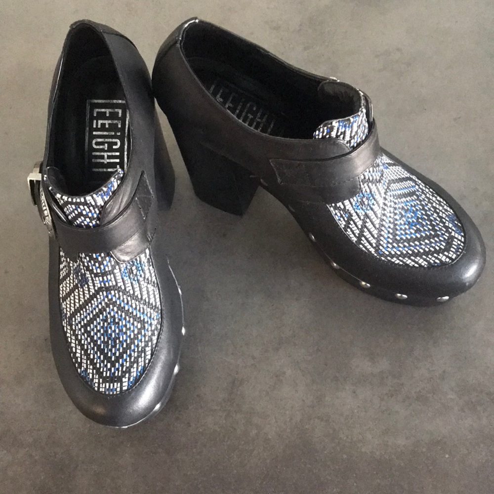 E8 by Miista Blue Stitch Block Heel
